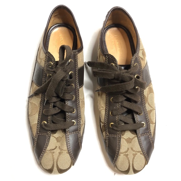 Coach SUEE Brown signature canvas leather sneakers - Picture 2 of 10